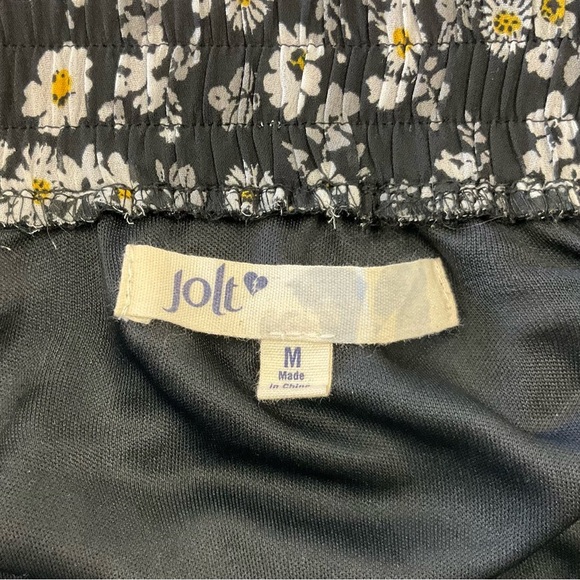 JOLT Black and White Floral Mini Skirt Pockets Elastic Back Lined Women’s Medium - Picture 4 of 8
